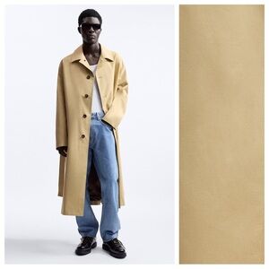NWT. Zara Men Limited Edition Light Tan Oversized Trench Coat. Size M.